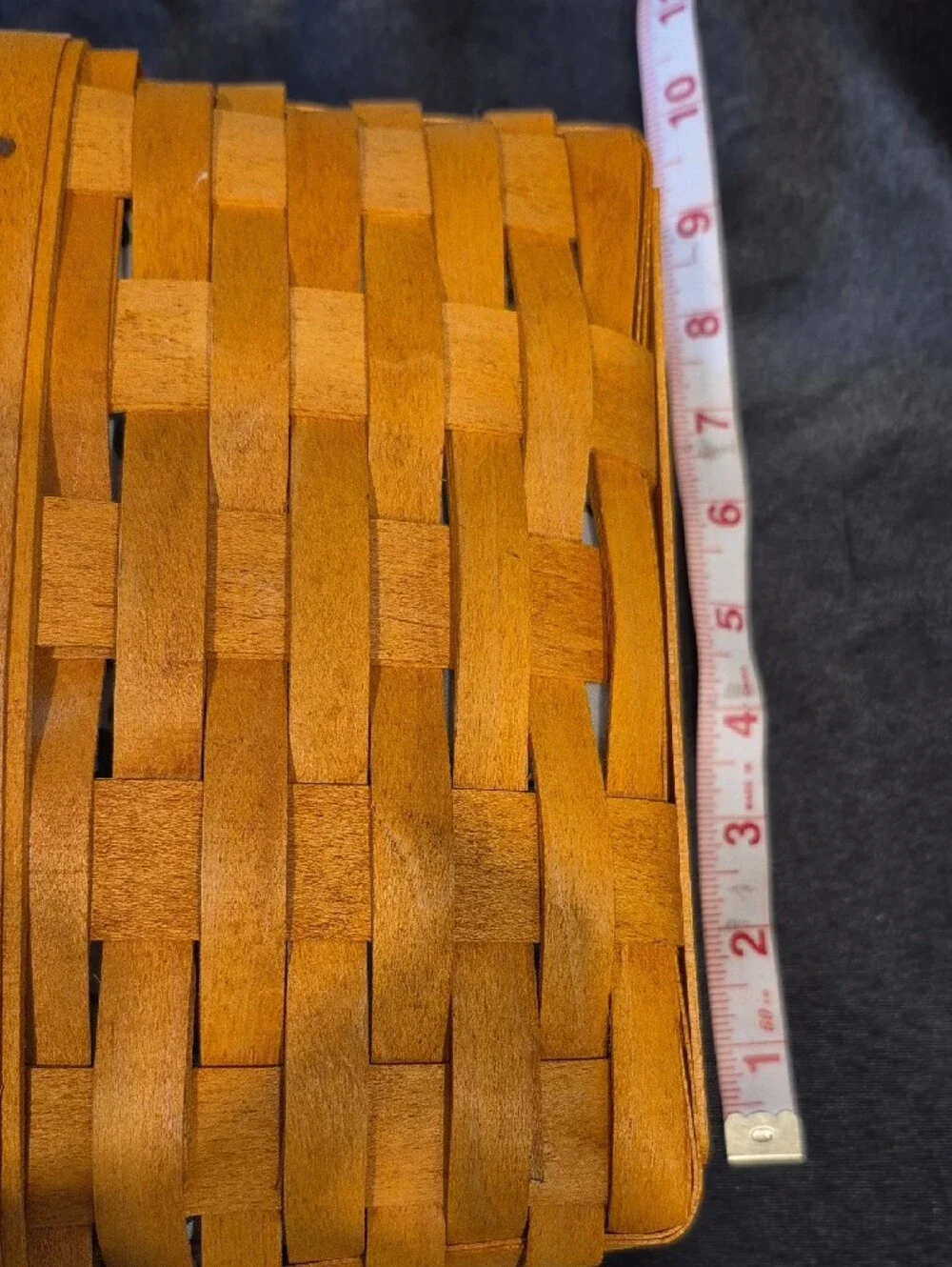 Longaberger Rectangular Handwoven Brown Wood Basket With Fabric Liner